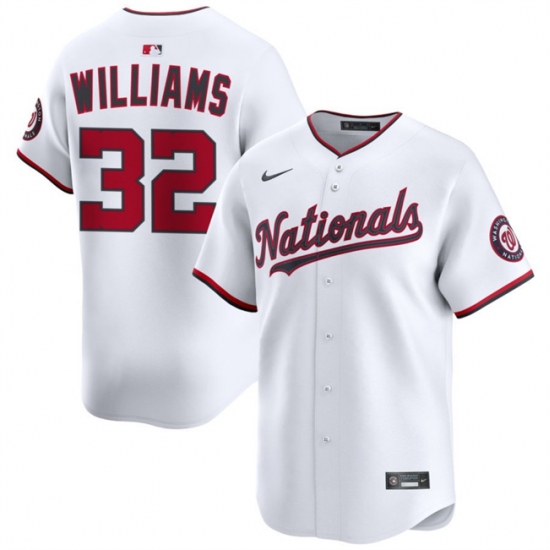 Men's Washington Nationals 32 Trevor Williams White 2025 Home Limited Stitched Baseball Jersey