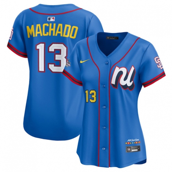 Women's National League 13 Manny Machado Blue 2025 All-Star Edition Limited Stitched Baseball Jersey(Run Small)