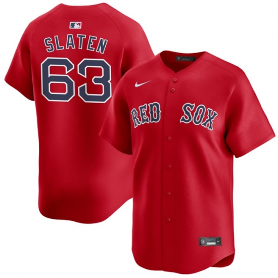 Men's Boston Red Sox 63 Justin Slaten Red 2025 Alternate Limited Stitched Baseball Jersey
