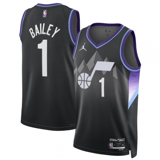 Men's Utah Jazz 1 Ace Bailey Black 2024-25 Draft Statement Edition Stitched Basketball Jersey