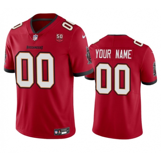 Men's Tampa Bay Buccaneers Active Player Custom Red 2025 50th Anniversary Patch Vapor Limited Football Stitched Jersey