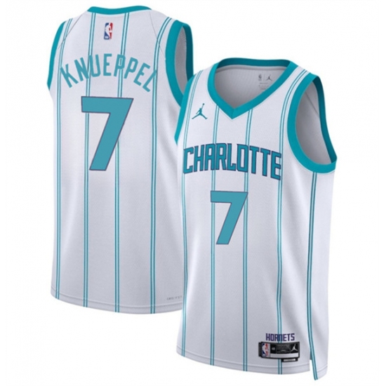 Men's Charlotte Hornets 7 Kon Knueppel White 2025 Draft Association Edition Stitched Basketball Jersey
