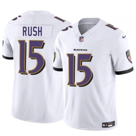 Men's Baltimore Ravens 15 Cooper Rush White 2025 F.U.S.E. Vapor Limited Football Jersey