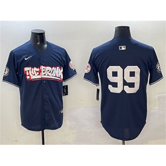 Men's New York Yankees 99 Aaron Judge Navy Bronx Graffiti Vapor Limited Stitched Baseball Jersey