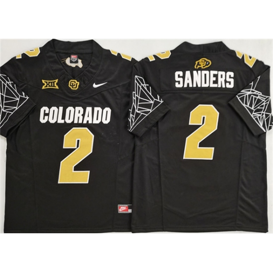 Men's Colorado Buffaloes 2 Shadeur Sanders Black With XII 2025 F.U.S.E. Stitched Football Jersey