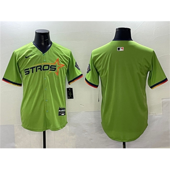 Men's Houston Astros Blank Green 2025 City Connect Limited Stitched Baseball Jersey