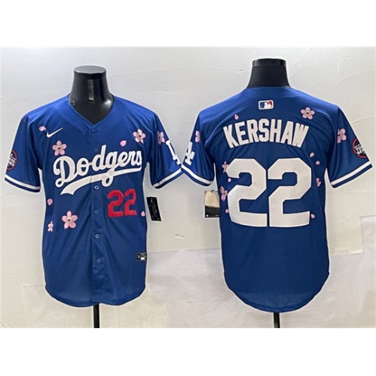 Men's Los Angeles Dodgers 22 Clayton Kershaw Royal 2025 Tokyo Series Limited Stitched Baseball Jersey