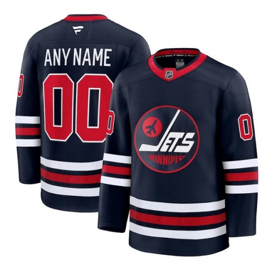 Men's Winnipeg Jets Active Player Custom Navy 2024-25 Alternate Stitched Hockey Jersey