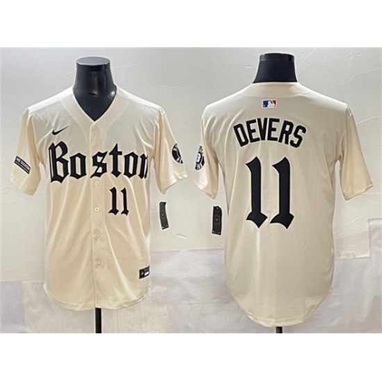 Men's Boston Red Sox 11 Rafael Devers Cream Gothic Vapor Limited Stitched Baseball Jersey