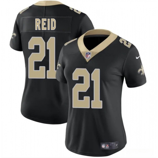 Women's New Orleans Saints 21 Justin Reid Black 2025 Vapor Stitched Game Jersey(Run Small)