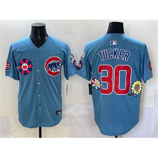 Men's Chicago Cubs 30 Kyle Tucker Blue 2025 Tokyo Series 2nd Alternate Limited Stitched Baseball Jersey