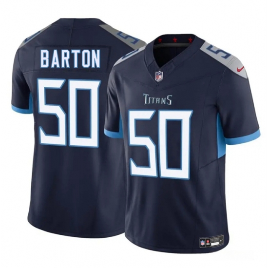 Men's Tennessee Titans 50 Cody Barton Navy 2025 F.U.S.E. Vapor Limited Football Stitched Jersey