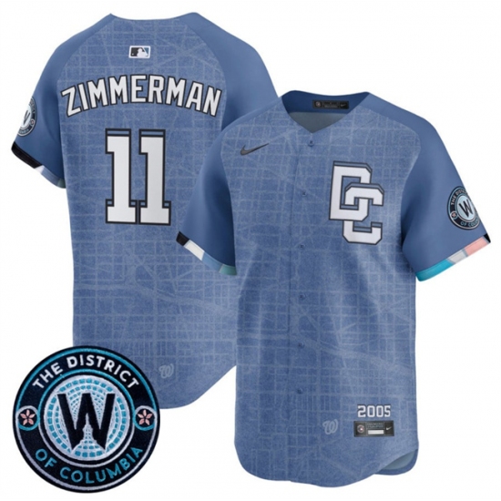 Men's Washington Nationals 11 Ryan Zimmerman Blue 2025 City Connect Limited Stitched Baseball Jersey