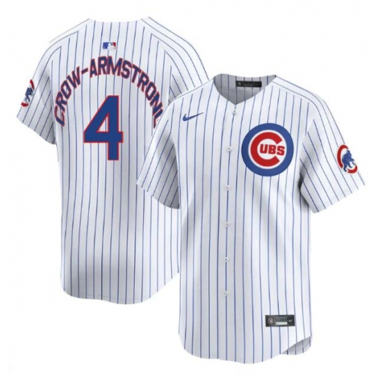 Men's Chicago Cubs 4 Pete Crow-Armstrong White Home Limited Stitched Baseball Jersey