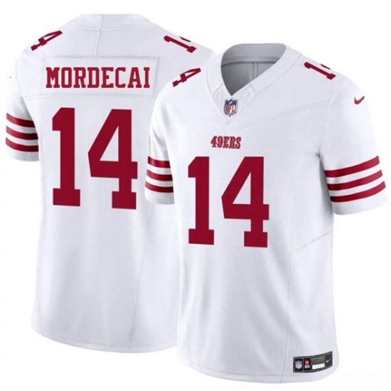 Men's San Francisco 49ers 14 Tanner Mordecai White 2025 F.U.S.E. Vapor Untouchable Limited Football Stitched Jersey