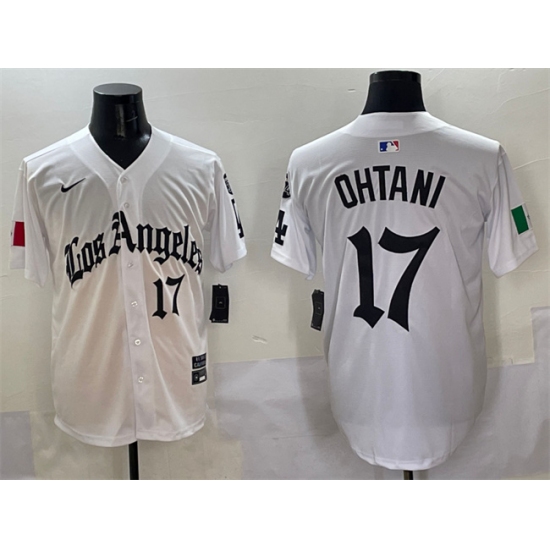 Men's Los Angeles Dodgers 17 Shohei Ohtani White Mexico 2025 LA Gothic Style With Fernando Vapor Premier Limited Stitched Baseball Jersey
