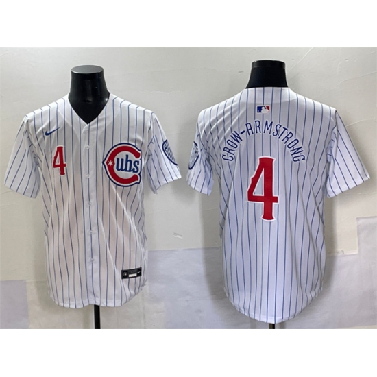 Men's Chicago Cubs 4 Pete Crow-Armstrong White Pinstripe 2nd Alternate Limited Stitched Baseball Jersey