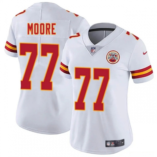 Women's Kansas City Chiefs 77 Jaylon Moore White 2025 Vapor Untouchable Limited Stitched Jersey(Run Small)