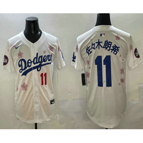 Men's Los Angeles Dodgers 11 Roki Sasaki White Japanese 2025 Tokyo Series Limited Jersey