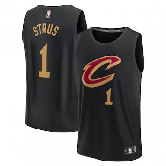 Men's Cleveland Cavaliers 1 Max Strus Fanatics Black Fast Break Replica Player Jersey