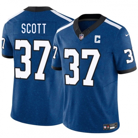 Men's Indianapolis Colts 37 Daniel Scott Blue 2025 F.U.S.E. Throwback Vapor Limited Football Stitched Jersey