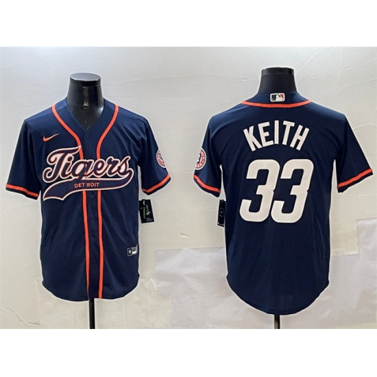 Men's Detroit Tigers 33 Colt Keith Navy With Cool Base Stitched Baseball Jersey