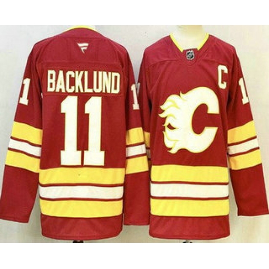 Men's Calgary Flames 11 Mikael Backlund Red Authentic Jersey