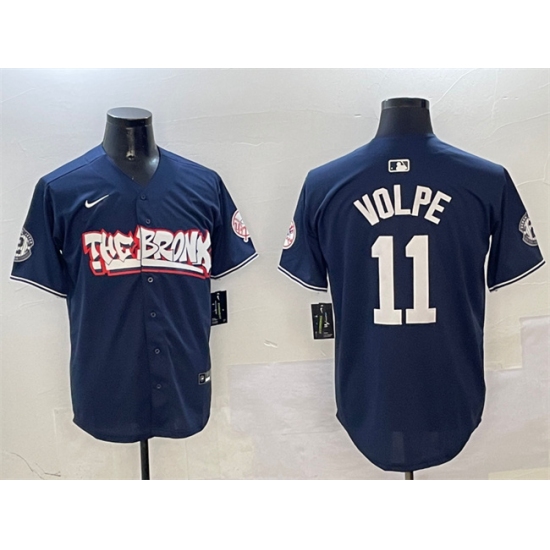 Men's New York Yankees 11 Anthony Volpe Navy Bronx Graffiti Vapor Limited Stitched Baseball Jersey
