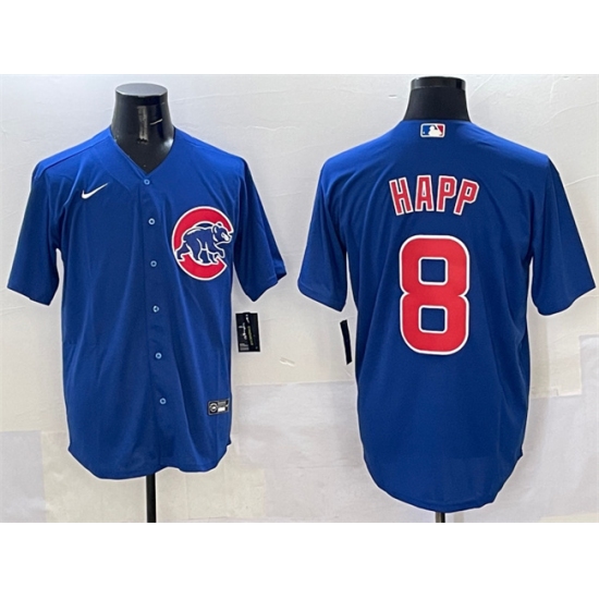 Men's Chicago Cubs 8 Ian Happ Royal Cool Base Stitched Baseball Jersey