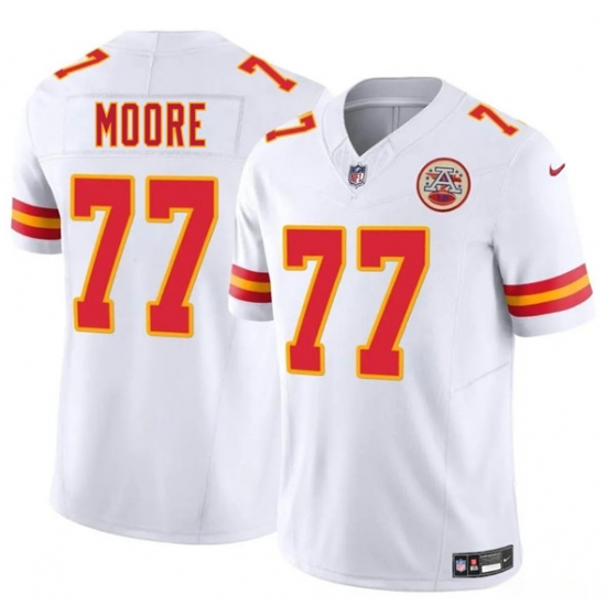 Men's Kansas City Chiefs 77 Jaylon Moore White 2025 F.U.S.E. Vapor Untouchable Limited Football Stitched Jersey