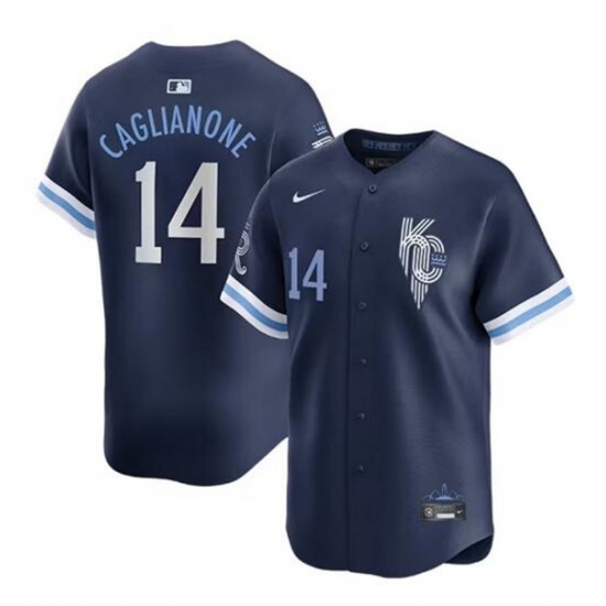 Men's Kansas City Royals 14 Jac Caglianone Navy City Connect Limited Stitched Baseball Jersey