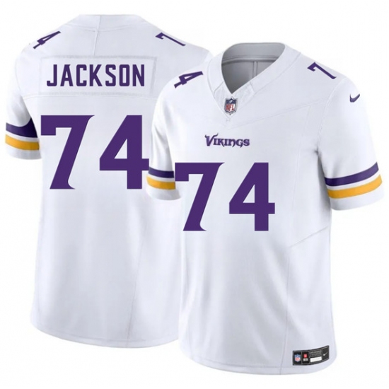 Men's Minnesota Vikings 74 Donovan Jackson White 2025 Draft F.U.S.E. Vapor Untouchable Limited Football Stitched Jersey