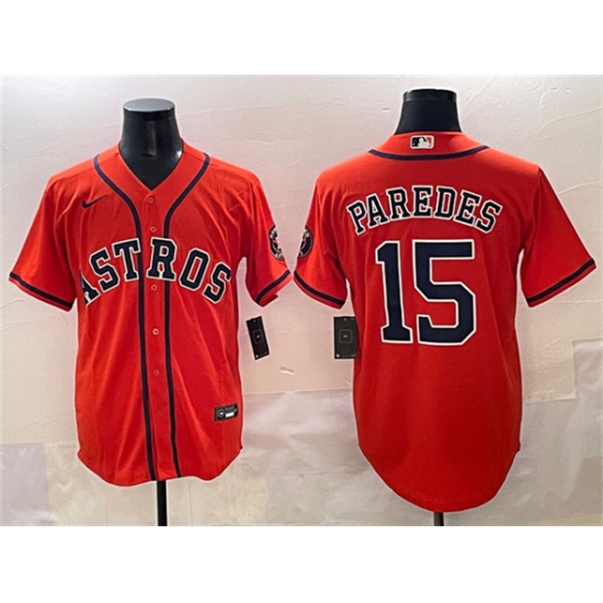 Men's Houston Astros 15 Isaac Paredes Orange Cool Base Stitched Baseball Jersey