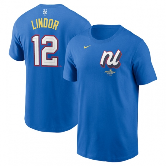 Men's National League 12 Francisco Lindor Royal 2025 All-Star Edition Name & Number T-Shirt