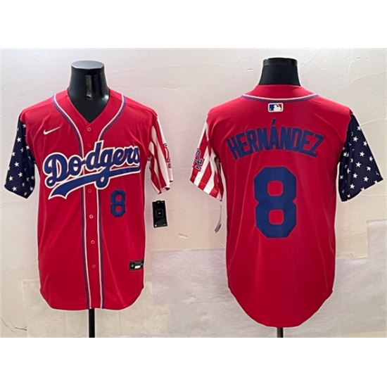 Men's Los Angeles Dodgers 8 Enrique Hernandez Red Limited Stitched Baseball Jersey