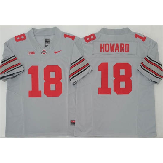 Men's Ohio State Buckeyes 18 Will Howard Gray 2025 F.U.S.E. Limited Stitched Jersey