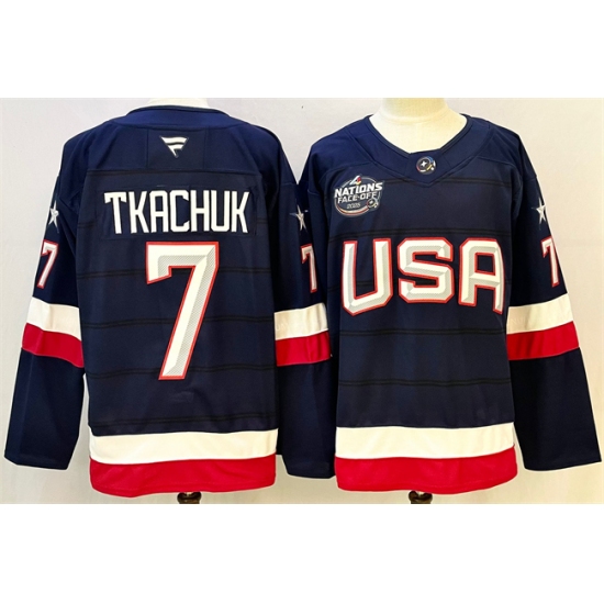 Men's USA 7 Keith Tkachuk Navy 2025 4 Nations Face-Off Stitched Jersey