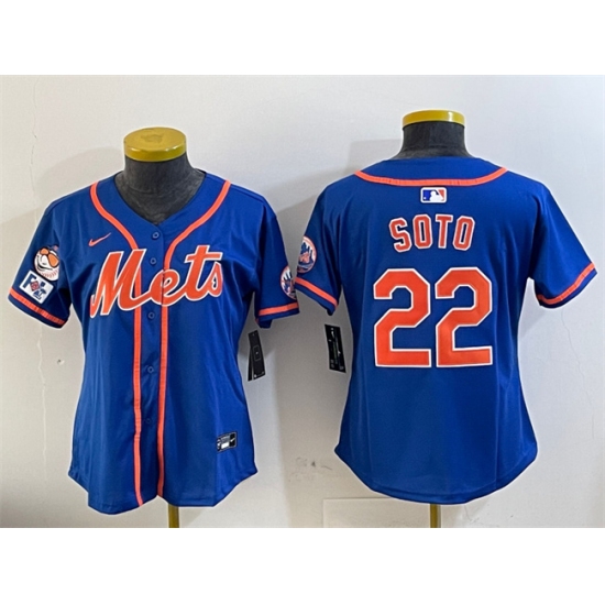 Women's New York Mets 22 Juan Soto Royal 2025 Spring Training Alternate Limited Stitched Baseball Jersey(Run Small)