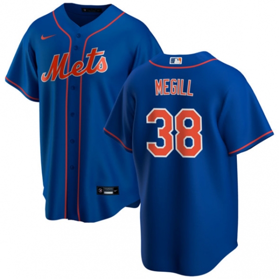 Men's New York Mets 38 Tylor Megill Royal Cool Base Stitched Baseball Jersey