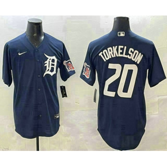 Men's Detroit Tigers 20 Spencer Torkelson Navy With Cool Base Stitched Jersey