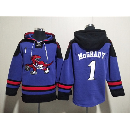 Men's Toronto Raptors 1 Tracy McGrady Purple Lace-Up Pullover Hoodie