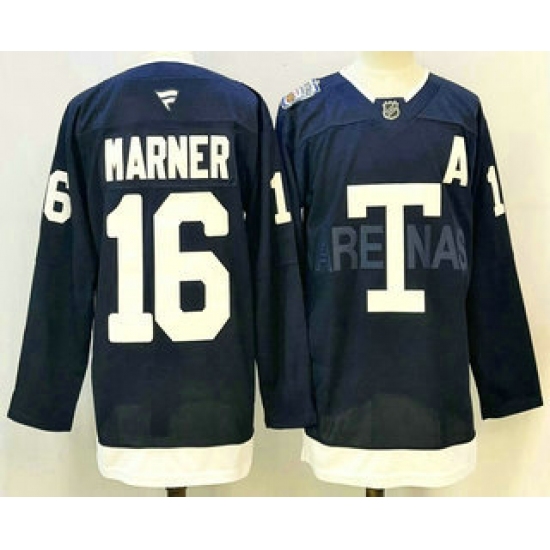 Men's Toronto Maple Leafs 16 Mitch Marner Navy Heritage Classic Stitched Authentic Jersey