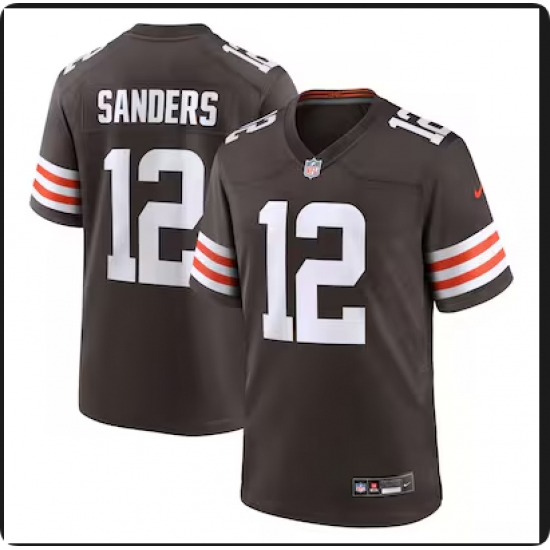 Men's Cleveland Browns 12 Shedeur Sanders Nike Brown 2025 NFL Draft Game Jersey
