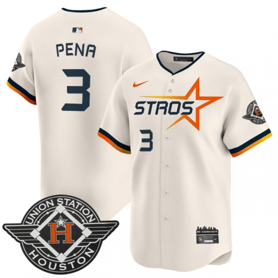 Men's Houston Astros 3 Jeremy Pena Cream 2025 City Connect Limited Stitched Baseball Jersey