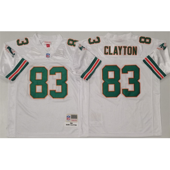 Men's Miami Dolphins 83 Mark Clayton White Throwback Stitched Football Jersey