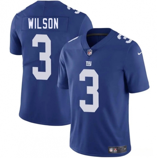 Men's New York Giants 3 Russell Wilson Blue 2025 Vapor Untouchable Limited Football Stitched Jersey