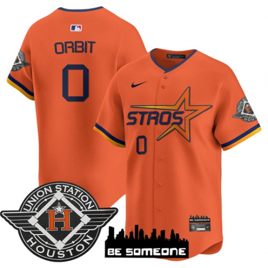 Men's Houston Astros 0 Orbit Orange 2025 City Connect Limited Stitched Baseball Jersey