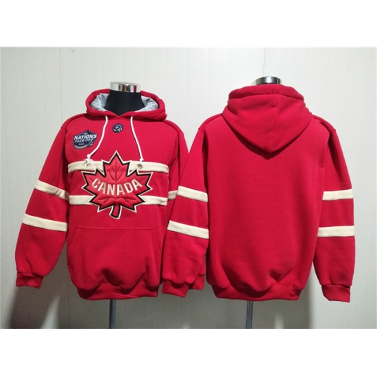 Men's Team Canada Blank Red Ageless Must-Have Lace-Up Pullover Hoodie
