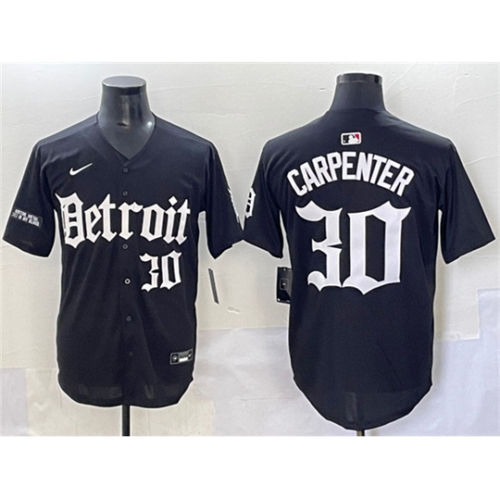 Men's Detroit Tigers 30 Kerry Carpenter Black 'Motor Gothic Edition' Vapor Premier Limited Stitched Baseball Jersey