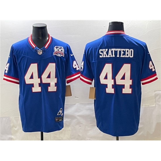 Men's New York Giants 44 Cam Skattebo Royal 2025 Draft F.U.S.E. 100th Season & State Vapor Limited Football Stitched Jersey